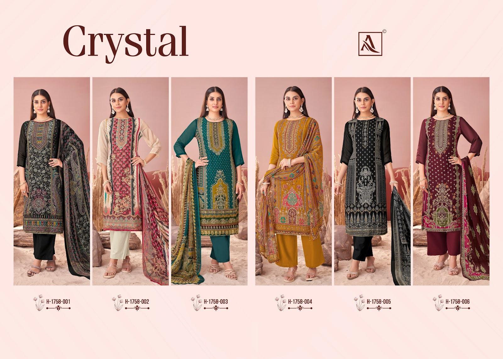 Crystal Alok Viscose Organza Karachi Salwar Suits Wholesaler