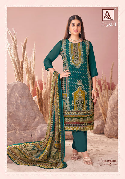 Crystal Alok Viscose Organza Karachi Salwar Suits Wholesaler