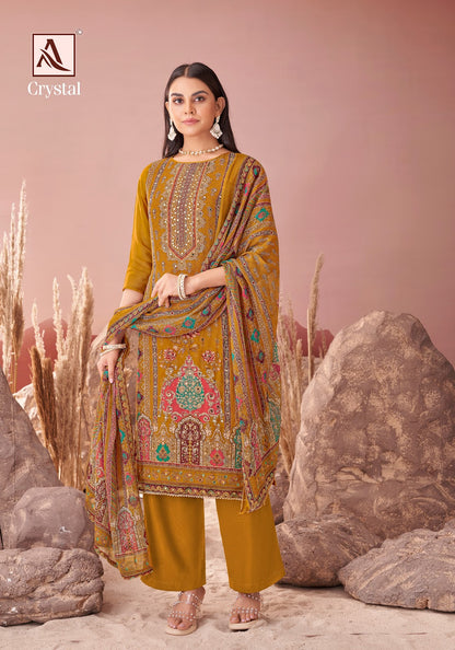 Crystal Alok Viscose Organza Karachi Salwar Suits Wholesaler