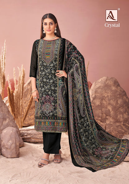 Crystal Alok Viscose Organza Karachi Salwar Suits Wholesaler