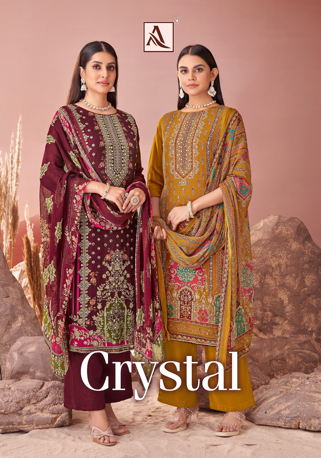 Crystal Alok Viscose Organza Karachi Salwar Suits Wholesaler