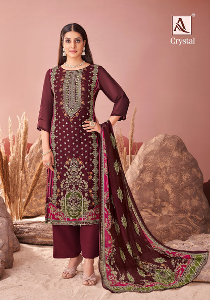 Crystal Alok Viscose Organza Karachi Salwar Suits Wholesaler