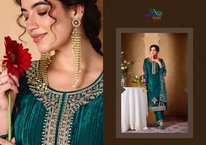 Crystal Avon Trendz Crush Velvet Suits Wholesaler Gujarat