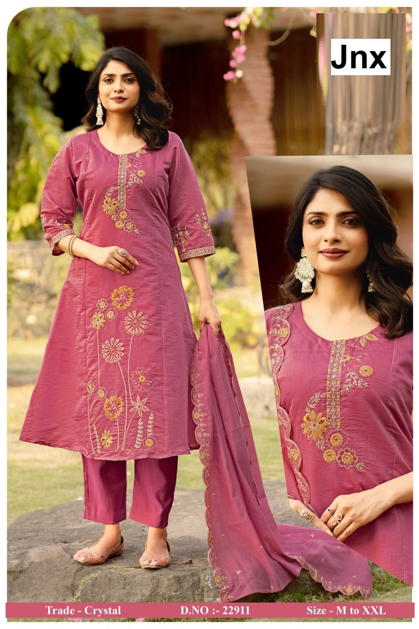 Crystal Jnx Mul Chanderi Readymade Anarkali Suits Wholesaler India