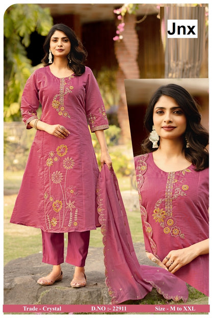 Crystal Jnx Mul Chanderi Readymade Anarkali Suits Wholesaler India