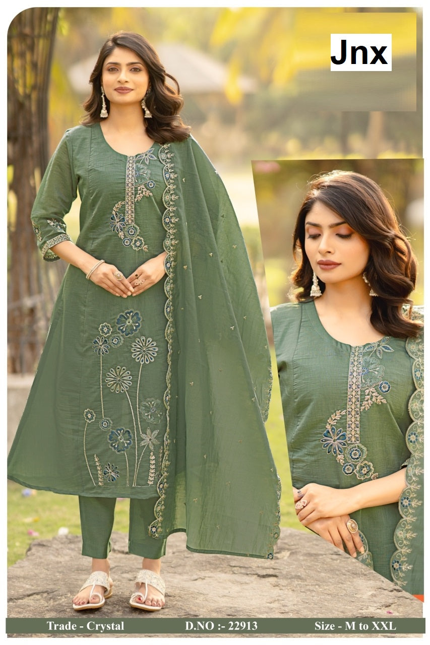Crystal Jnx Mul Chanderi Readymade Anarkali Suits Wholesaler India
