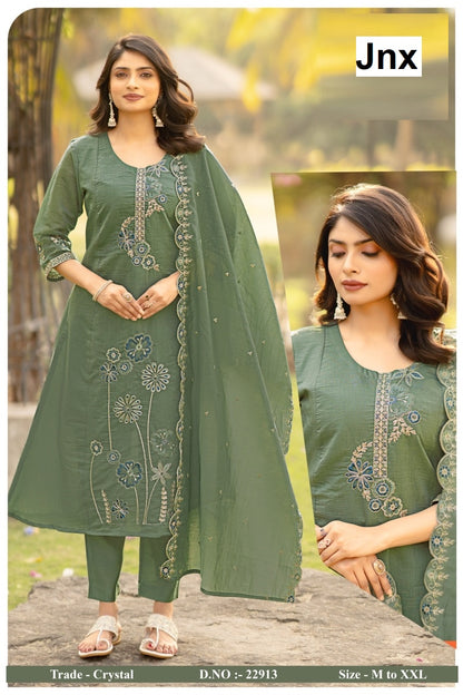 Crystal Jnx Mul Chanderi Readymade Anarkali Suits Wholesaler India