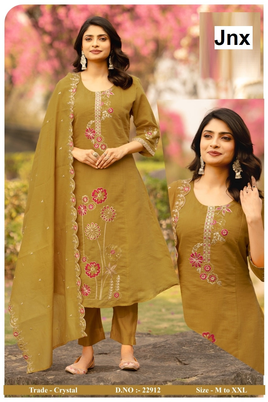 Crystal Jnx Mul Chanderi Readymade Anarkali Suits Wholesaler India