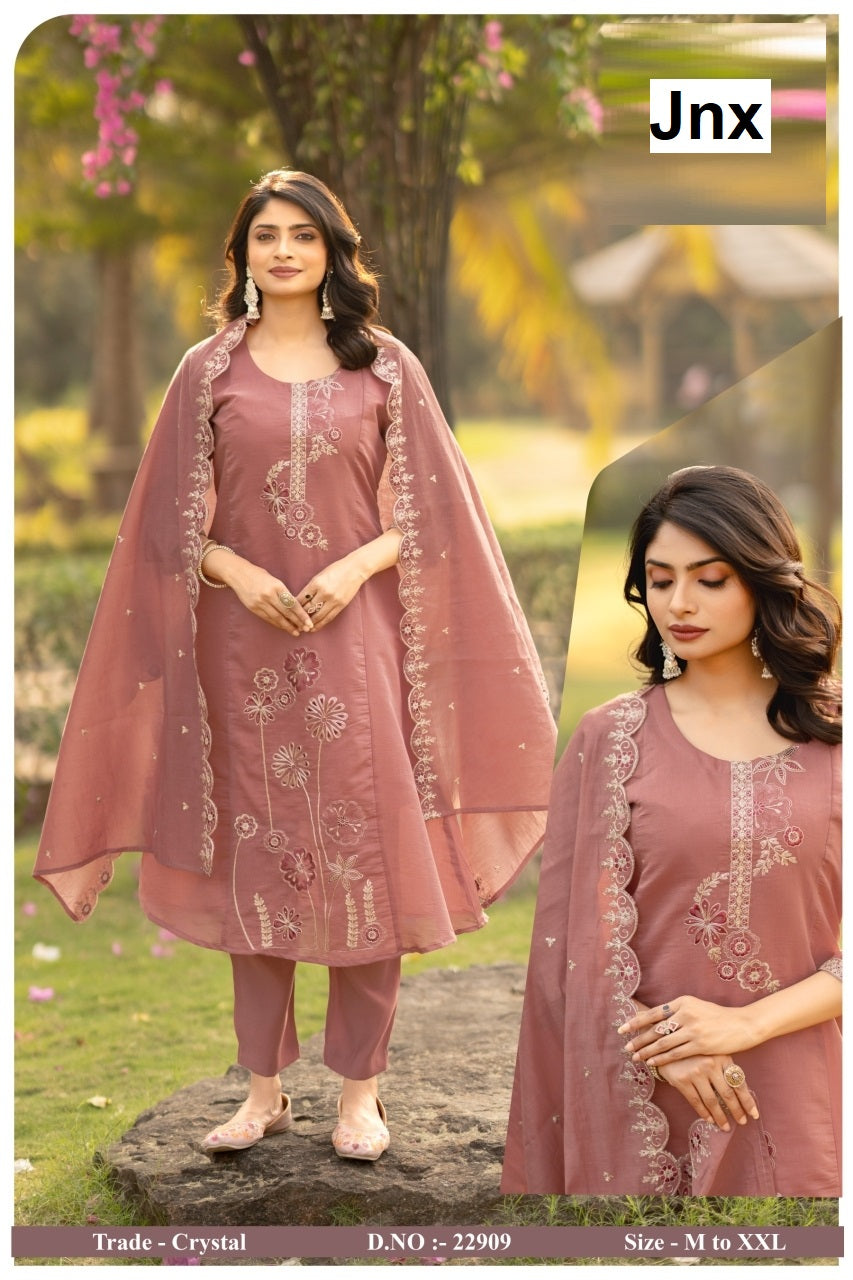Crystal Jnx Mul Chanderi Readymade Anarkali Suits Wholesaler India