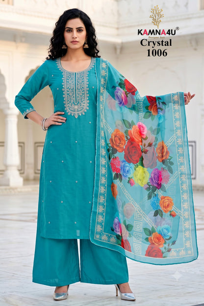 Crystal Kamna4U Chanderi Readymade Plazzo Style Suits Manufacturer