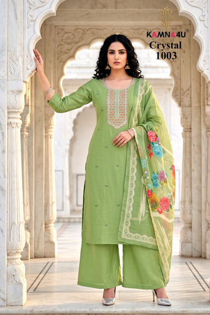 Crystal Kamna4U Chanderi Readymade Plazzo Style Suits Manufacturer
