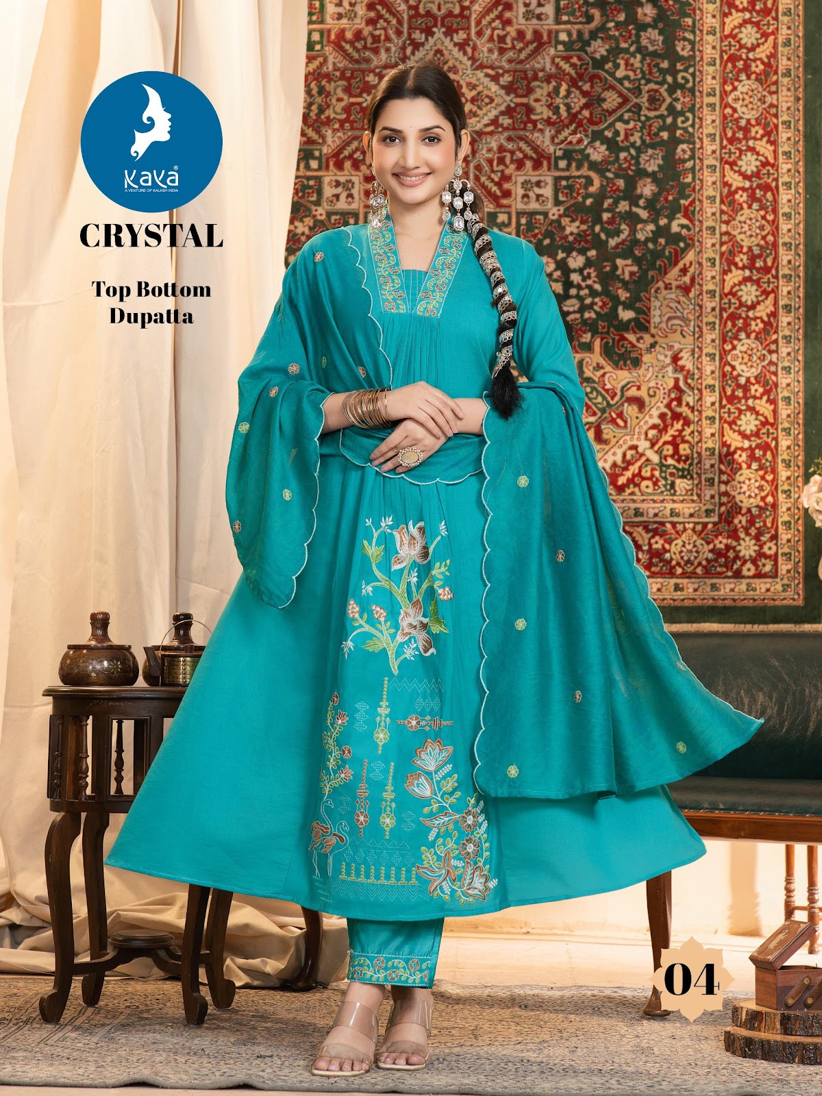 Crystal Kaya Chanderi Readymade Anarkali Suits Wholesale Rate