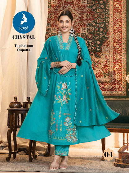 Crystal Kaya Chanderi Readymade Anarkali Suits Wholesale Rate