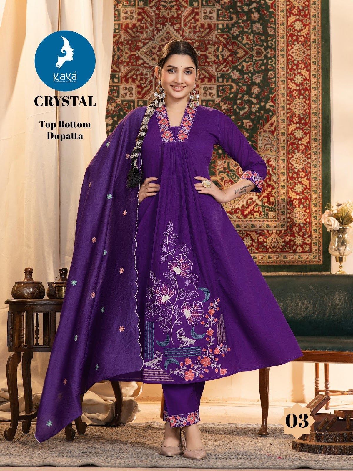 Crystal Kaya Chanderi Readymade Anarkali Suits Wholesale Rate