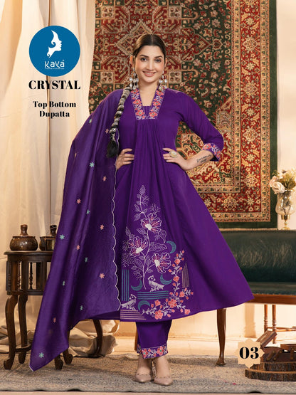 Crystal Kaya Chanderi Readymade Anarkali Suits Wholesale Rate