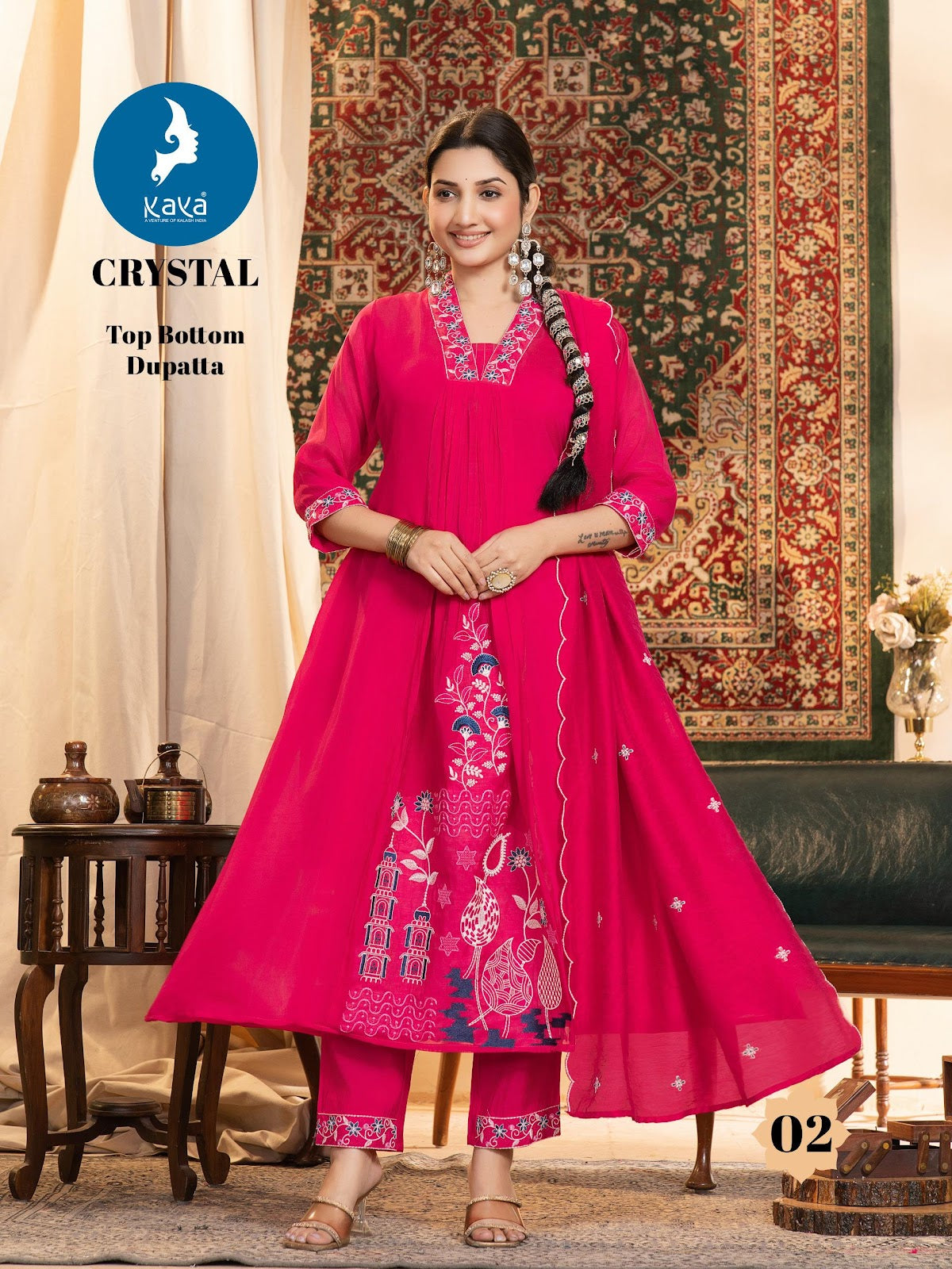 Crystal Kaya Chanderi Readymade Anarkali Suits Wholesale Rate