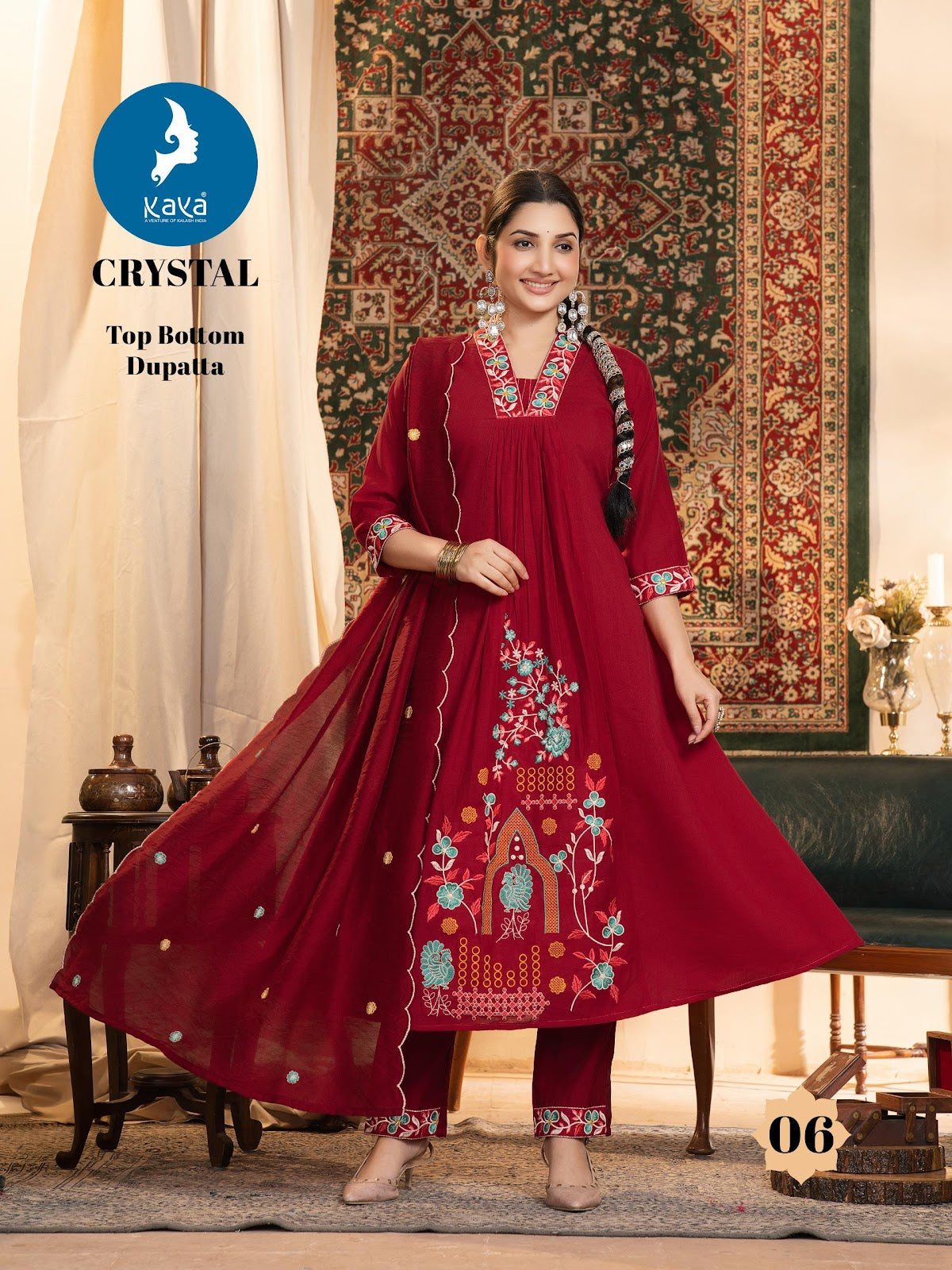 Crystal Kaya Chanderi Readymade Anarkali Suits Wholesale Rate