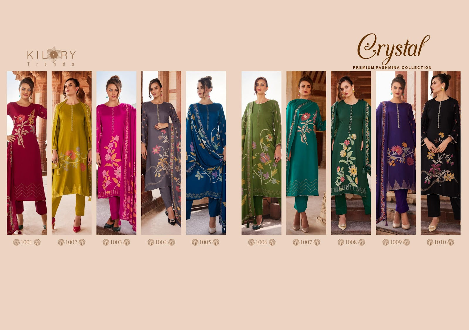 Crystal Kilory Viscose Pashmina Suits Wholesale Rate