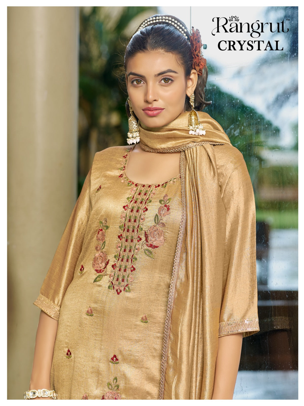 Crystal Rangrut Banwery Vichitra Readymade Pant Style Suits Wholesaler Ahmedabad