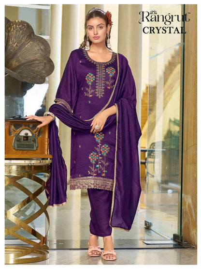 Crystal Rangrut Banwery Vichitra Readymade Pant Style Suits Wholesaler Ahmedabad