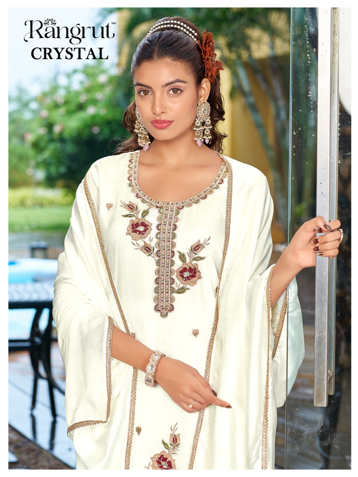 Crystal Rangrut Banwery Vichitra Readymade Pant Style Suits Wholesaler Ahmedabad