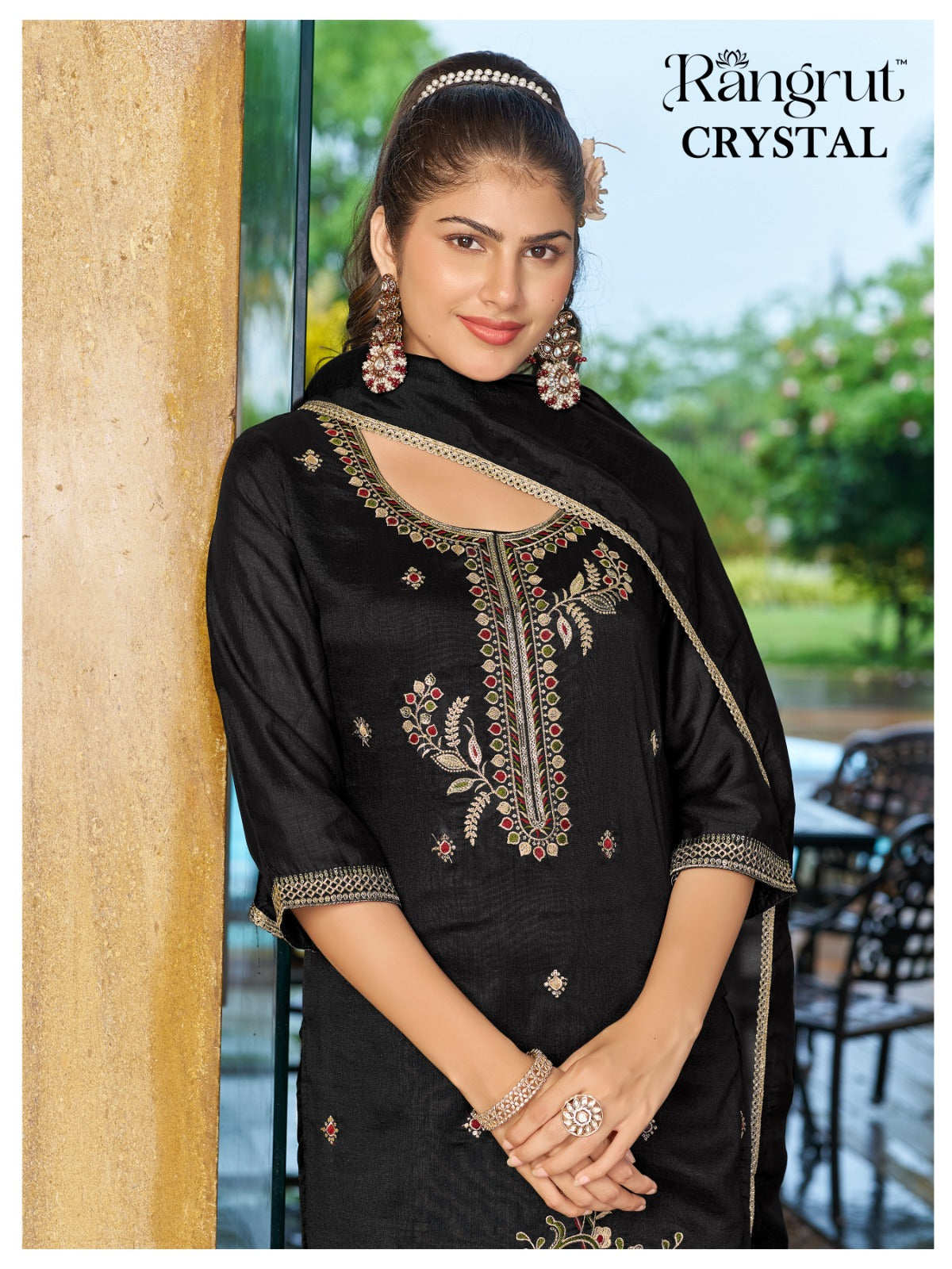 Crystal Rangrut Banwery Vichitra Readymade Pant Style Suits Wholesaler Ahmedabad