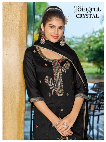 Crystal Rangrut Banwery Vichitra Readymade Pant Style Suits Wholesaler Ahmedabad