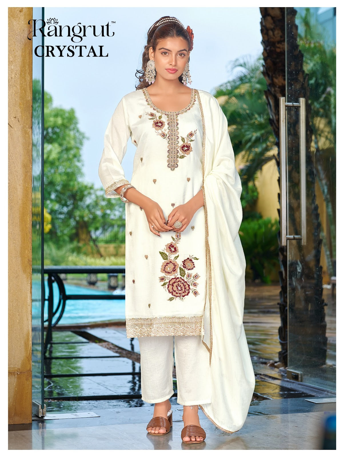 Crystal Rangrut Banwery Vichitra Readymade Pant Style Suits Wholesaler Ahmedabad