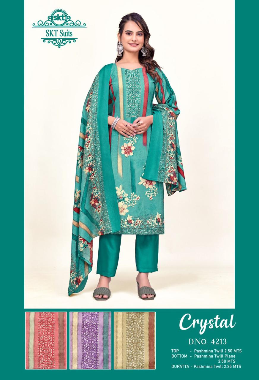 Crystal Skt Twill Pashmina Suits Wholesaler Ahmedabad