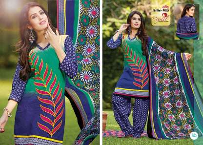 Crystal Vol 2 Patidar Mills Cotton Dress Material Chiffon Dupatta Wholesale Rate