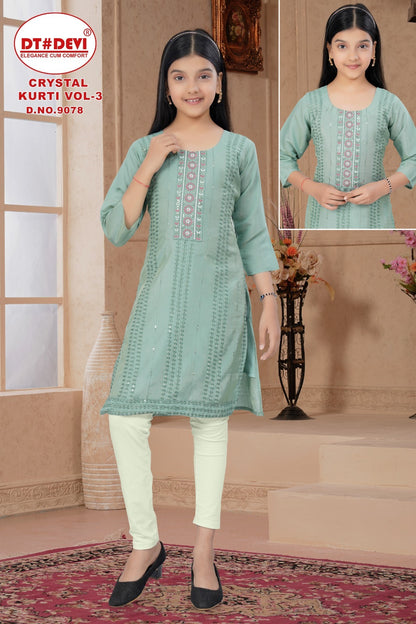 Crystal Vol 3 Dn 9078 Dt Devi Roman Girls Kurti Wholesaler