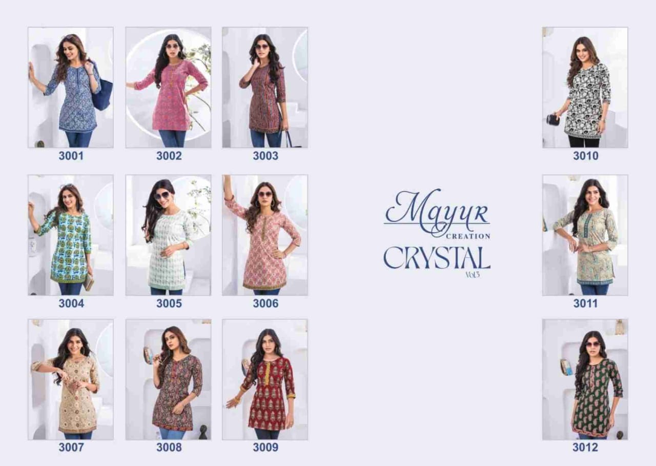 Crystal Vol 3 Mayur Creation Poplin Cotton Short Kurtis Exporter India