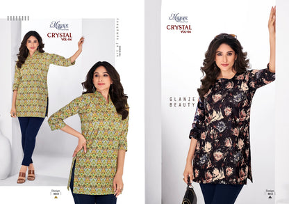 Crystal Vol 4 Mayur Creation Poplin Cotton Short Kurtis Exporter India