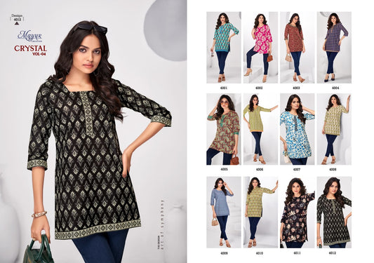Crystal Vol 4 Mayur Creation Poplin Cotton Short Kurtis Exporter India