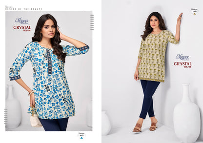 Crystal Vol 4 Mayur Creation Poplin Cotton Short Kurtis Exporter India