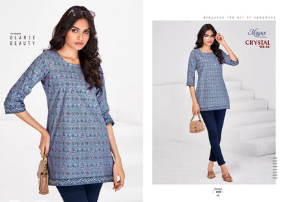 Crystal Vol 4 Mayur Creation Poplin Cotton Short Kurtis Exporter India