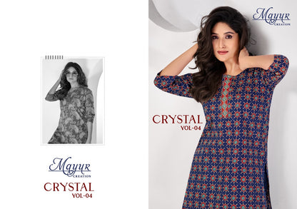 Crystal Vol 4 Mayur Creation Poplin Cotton Short Kurtis Exporter India