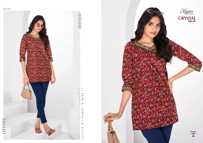 Crystal Vol 4 Mayur Creation Poplin Cotton Short Kurtis Exporter India