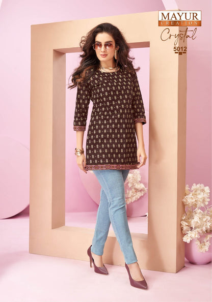 Crystal Vol 5 Mayur Creation Poplin Cotton Short Kurtis Supplier India