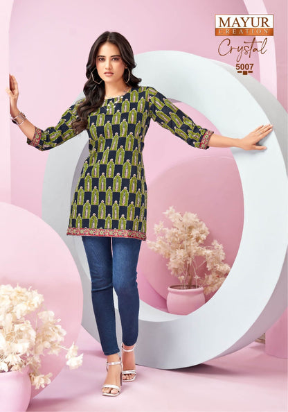 Crystal Vol 5 Mayur Creation Poplin Cotton Short Kurtis Supplier India