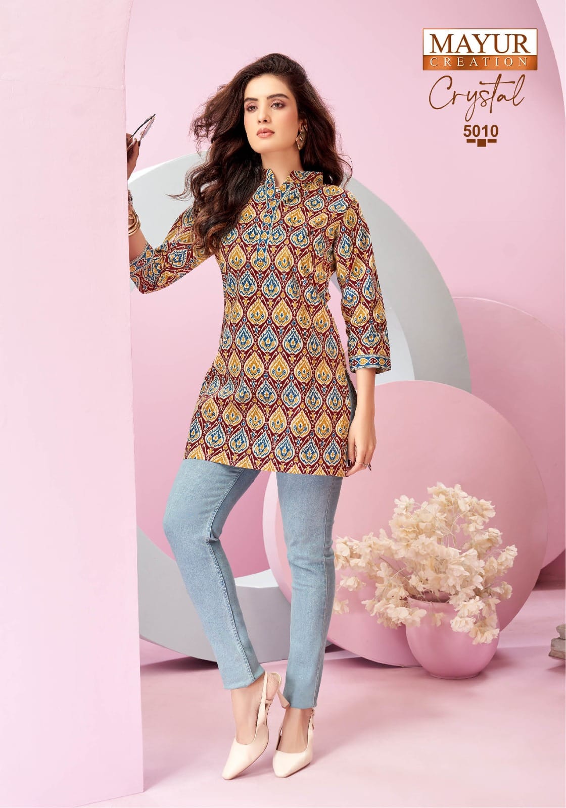 Crystal Vol 5 Mayur Creation Poplin Cotton Short Kurtis Supplier India