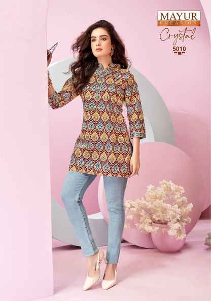 Crystal Vol 5 Mayur Creation Poplin Cotton Short Kurtis Supplier India