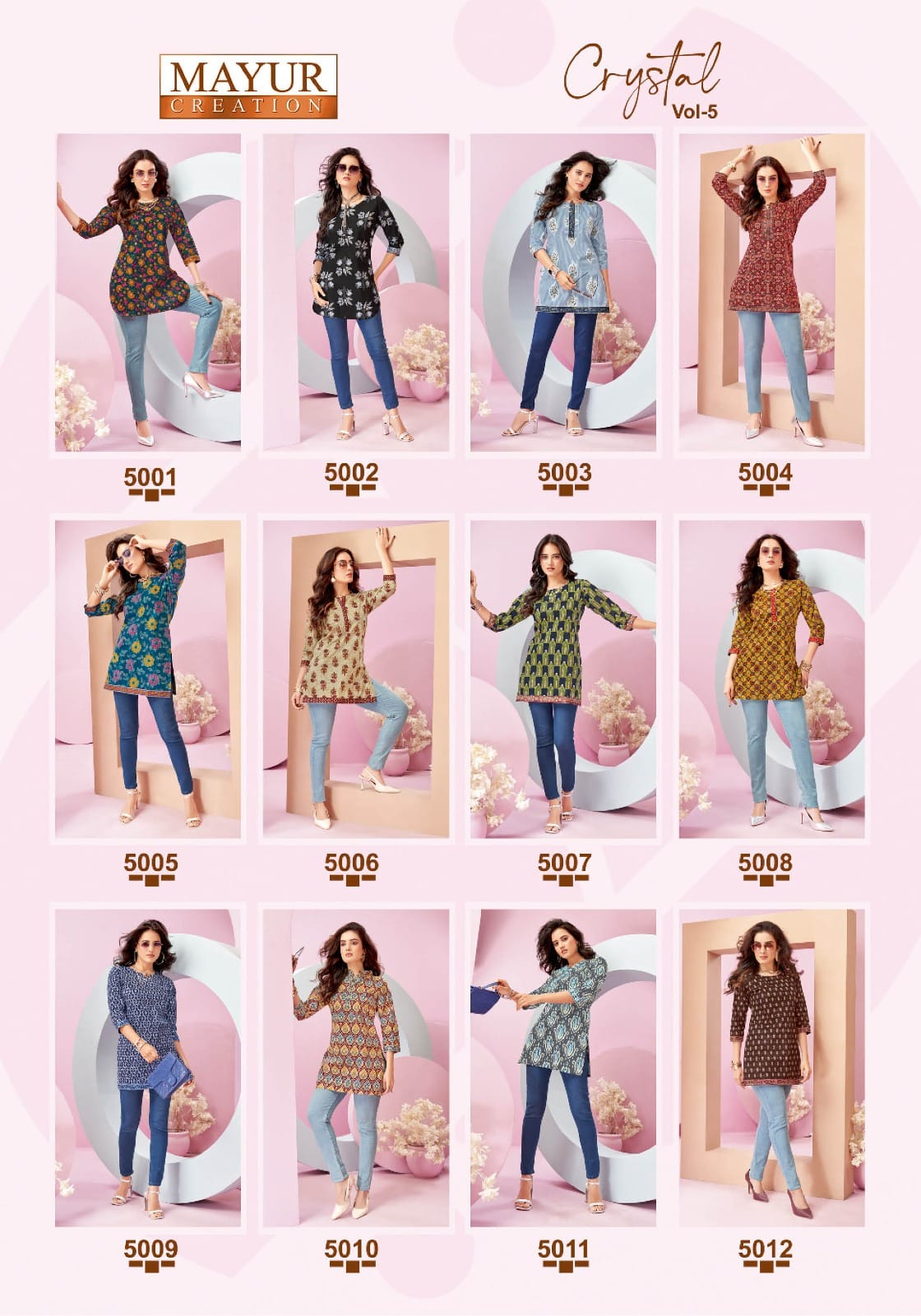 Crystal Vol 5 Mayur Creation Poplin Cotton Short Kurtis Supplier India