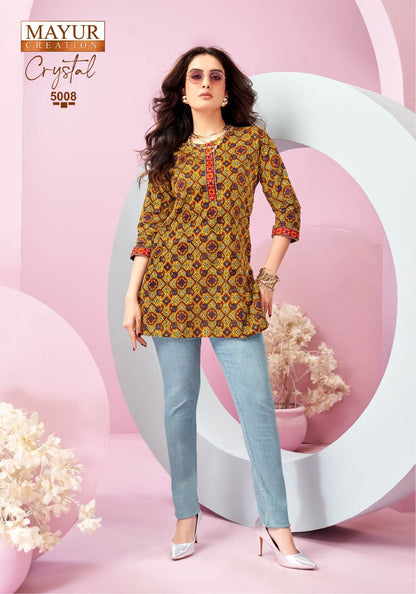 Crystal Vol 5 Mayur Creation Poplin Cotton Short Kurtis Supplier India