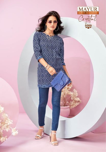 Crystal Vol 5 Mayur Creation Poplin Cotton Short Kurtis Supplier India