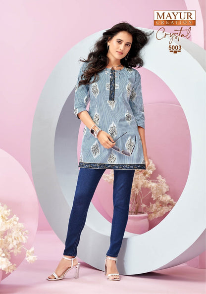 Crystal Vol 5 Mayur Creation Poplin Cotton Short Kurtis Supplier India