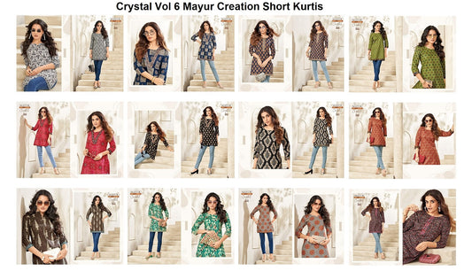 Crystal Vol 6 Mayur Creation Poplin Cotton Short Kurtis Exporter India