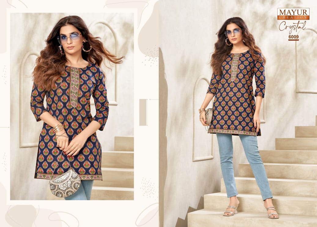 Crystal Vol 6 Mayur Creation Poplin Cotton Short Kurtis Exporter India