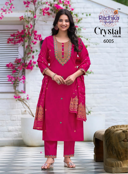 Crystal Vol 6 Radhika Lifestyle Roman Silk Readymade Suits Exporter Ahmedabad