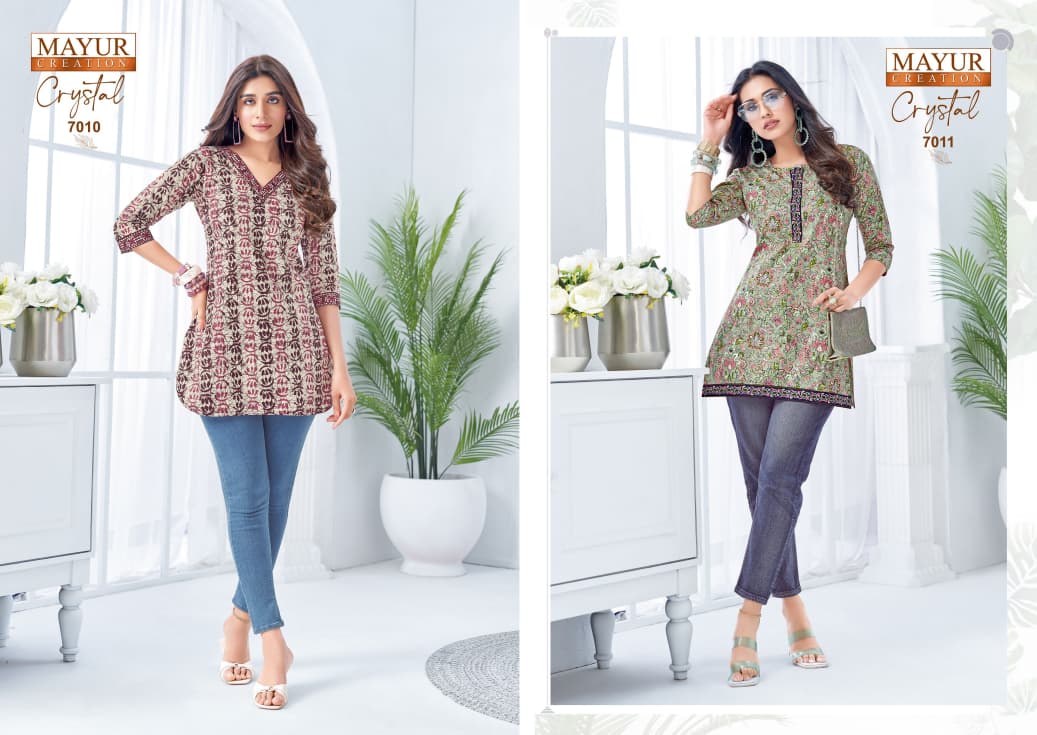 Crystal Vol 7 Mayur Creation Poplin Cotton Short Kurtis Wholesale Price